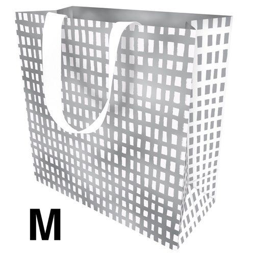 Gift Bag Medium - Silver Crosshatch