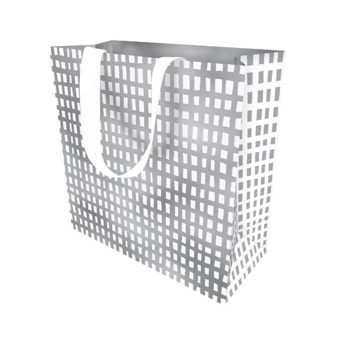 Gift Bag Large - Silver Crosshatch