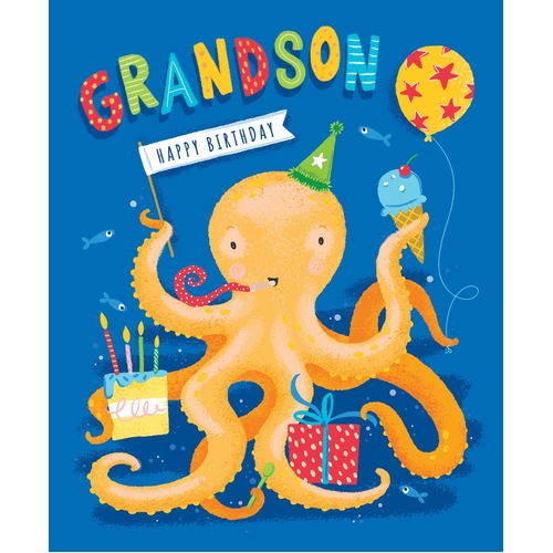 Card - Grandson Birthday Octopus