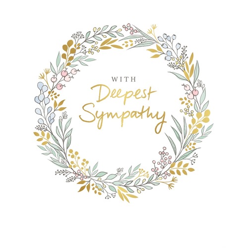 Card - With Deepest Sympathy Wreath Flowers