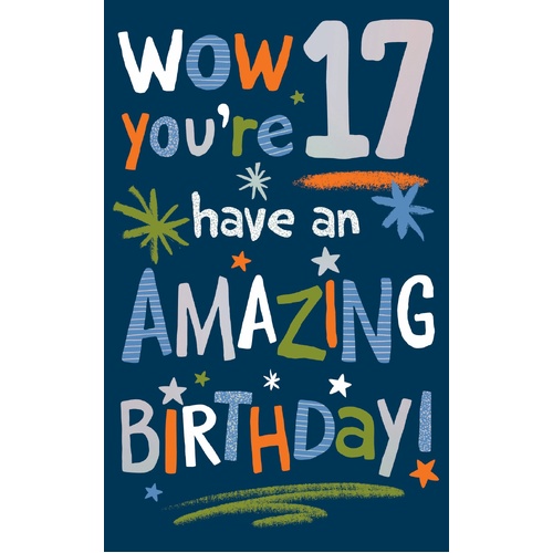 Card - 17th Birthday Boy Stars