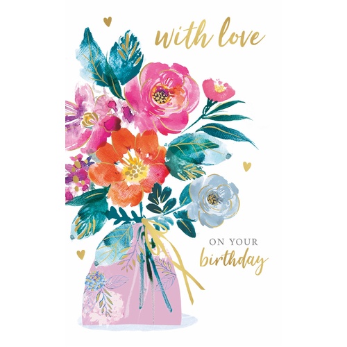 Card - With Love on Your Birthday Vase
