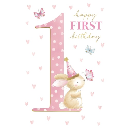 Card -  Happy 1st Birthday Butterflies