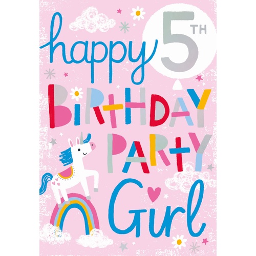 Card - 5th Birthday Party Girl
