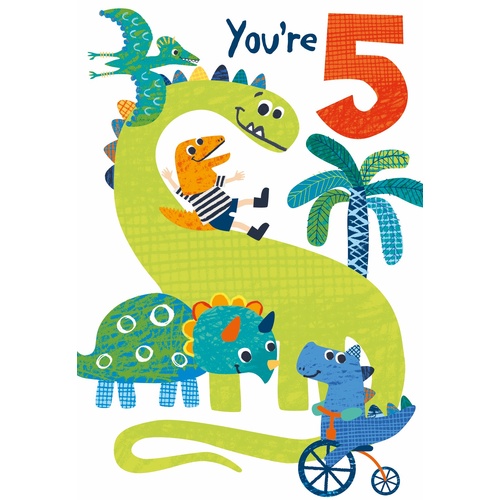 Card - 5th Birthday Dinosaur