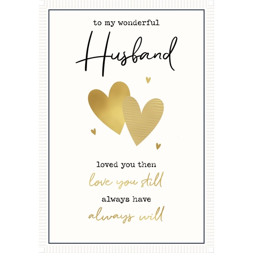 Card - Wonderful Husband Birthday Hearts