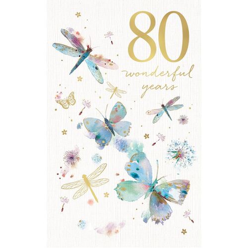 Card - 80th Birthday Dragonflies