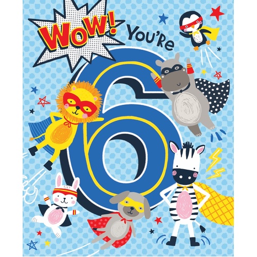 Card - Wow! You're 6 Birthday Superhero