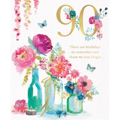 Card - 90 Birthday Flowers