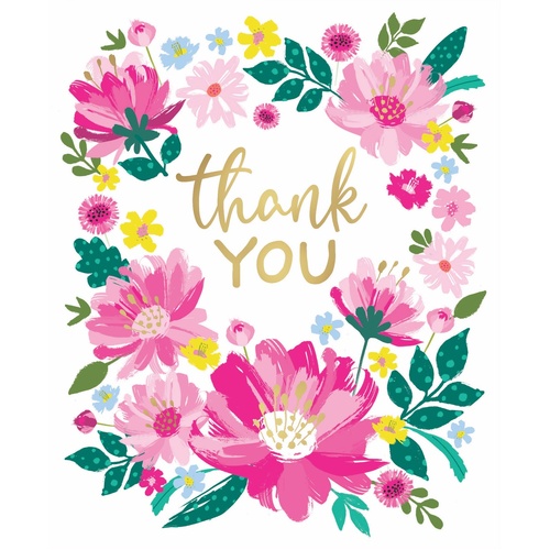 Card - Thank You Pink Flowers