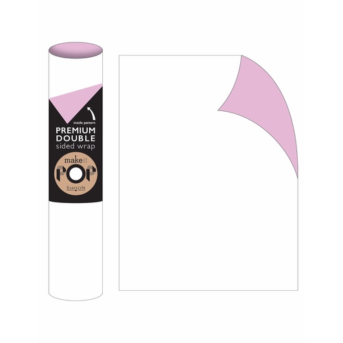 Roll Wrap - Solid White on Pink (2m)
