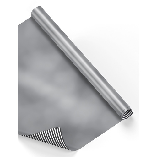 Roll Wrap - Silver on Charcoal Stripe (2m)