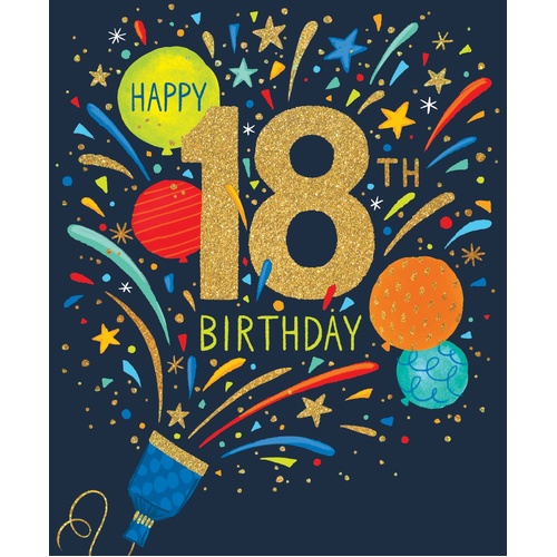 Card - Happy 18th Birthday Party Poppers
