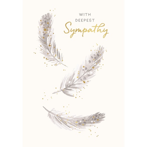 Card - With Deepest Sympathy Feathers