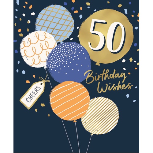 Card - Birthday 50th Balloons