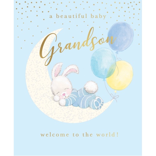 Card - Beautiful Baby Grandson Bunny