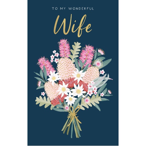 Card - Birthday My Wonderful Wife Flowers