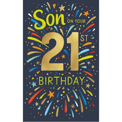Card - Happy 21st Birthday Son Confetti