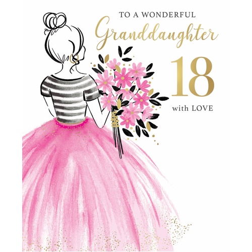 Card - 18th Birthday Wonderful Granddaughter