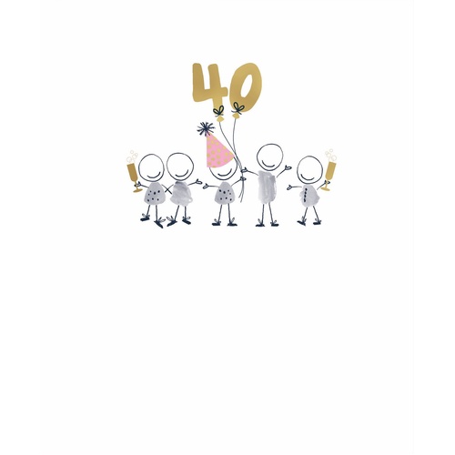 Card - Happy Birthday 40 Smudge