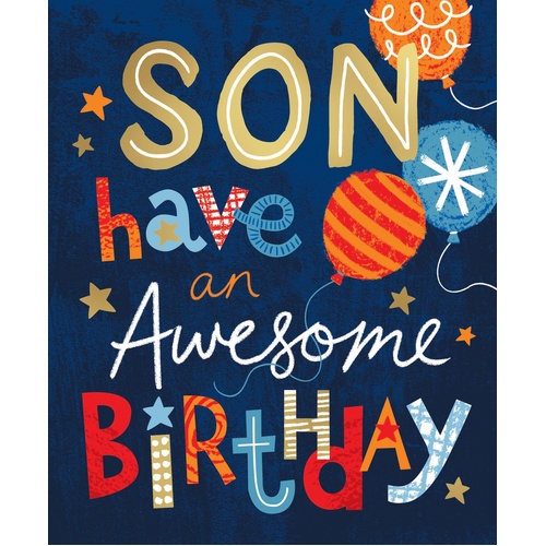 Card - Son Awesome Birthday Balloons