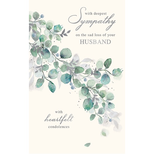 Card - With Deepest Sympathy Husband Eucalyptus