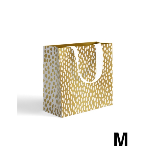 Gift Bag Medium - White Droplets on Gold