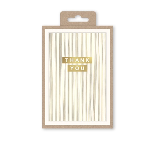 Notecards Box of 10 - Gold Stripe Thank You