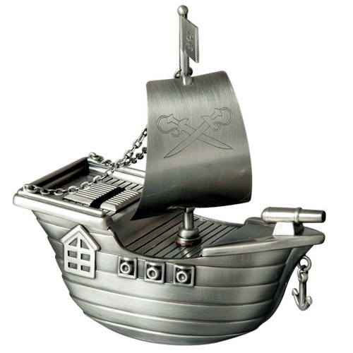 Money Box - Pirate Ship Pewter
