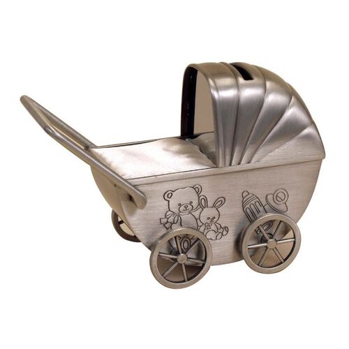 Money Bank Pewter Finish Pram