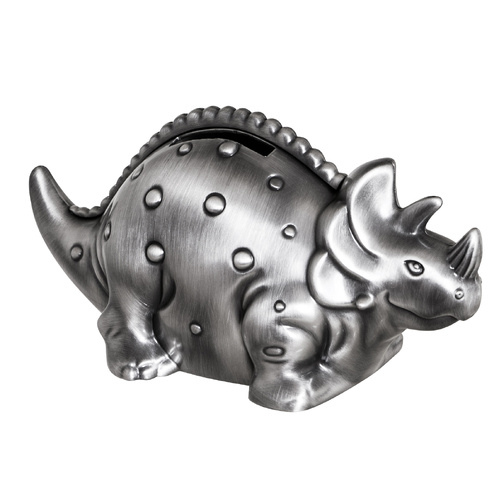 Money Bank Pewter Finish Triceratops