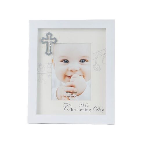 Photo Frame Christening 4x6" White