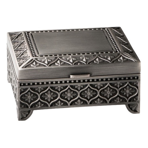 Jewellery Pewter Box w/Leaf Pattern