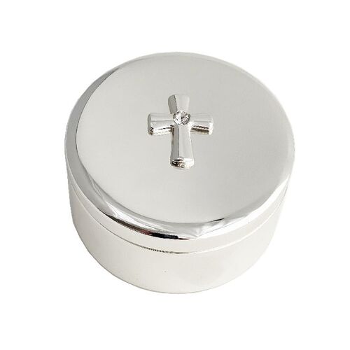 Elegant Round Trinket Box w/ Cross