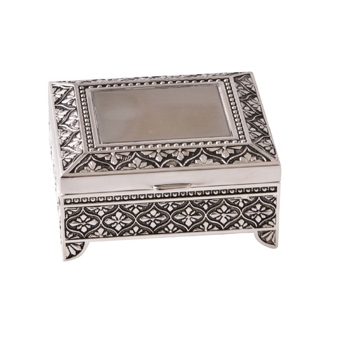 Jewellery Silver Plated Box w/Leaf Pattern