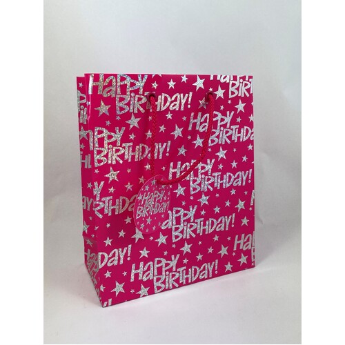 Gift Bag Medium - Pink Foil Happy Birthday