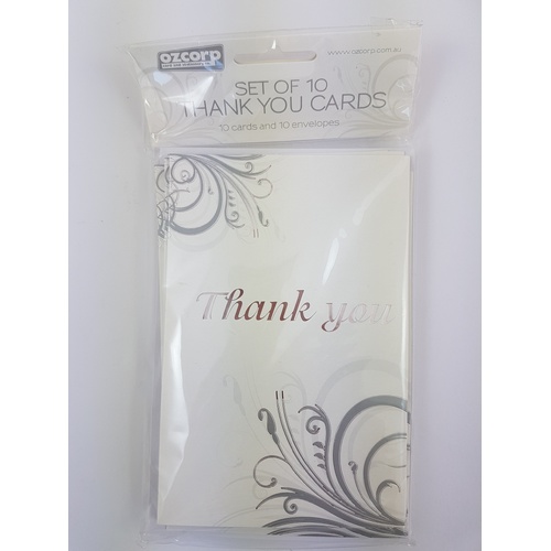 Sympathy Thank You Silver Swirl Cards (Pk 10)