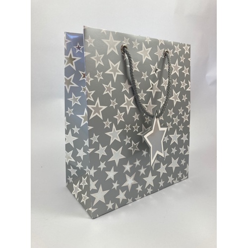 Gift Bag Medium - Silver Stars