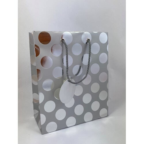 Gift Bag - Large Silver Dots