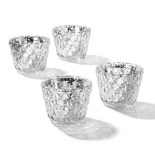 Votive Candleholder Diamond Silver - 7cm x 6cm