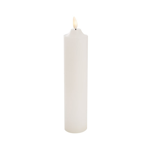 Wax LED True flame Flickering Pillar Candle White (5X23cmH) Batteries NOT Included