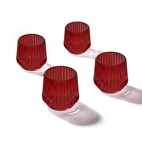 Votive Candleholder - Ripple Red 7cm x 6.8cm
