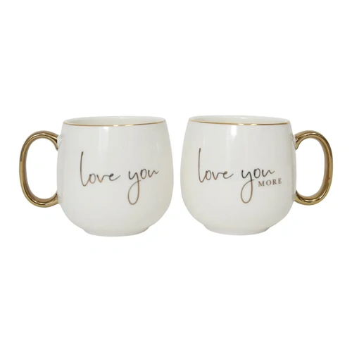 Wedding White & Gold Love You Mug Set