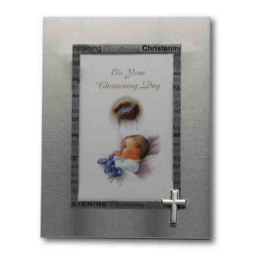 Christening Photo Frame with Four Symbols