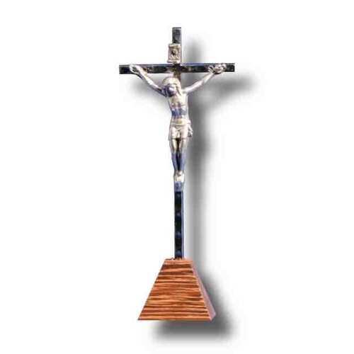 Standing Metal Crucifix Silver - 105 x 40mm