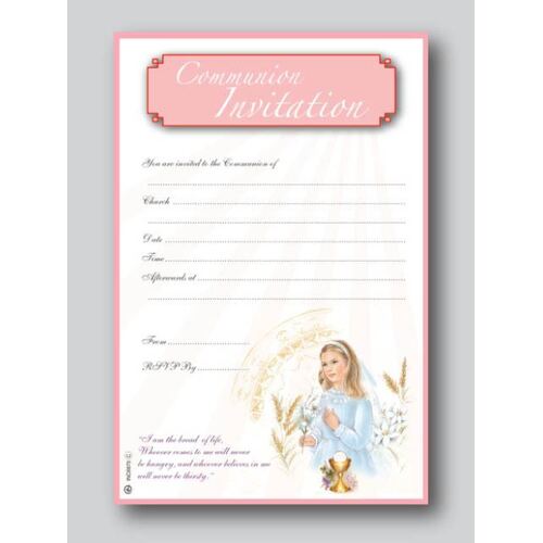 Communion Invitation- Girl 20 Sheets/Envelopes