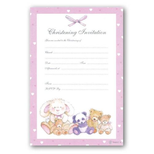 Christening Invitation- Pink Toys