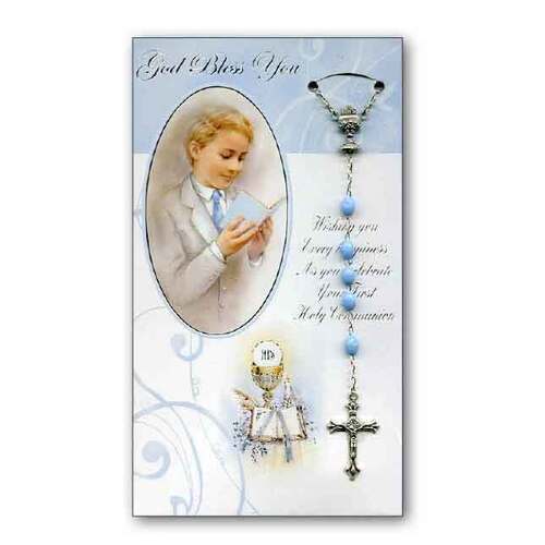 Communion Card Boy With Rosary Bead