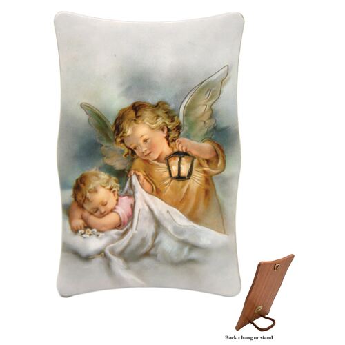 Plastic Plaque- Guardian Angel w/Lantern (110x70mm)