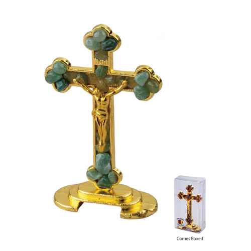 Gemstone Cross Aventurine Stone Standing - 85 x 45mm